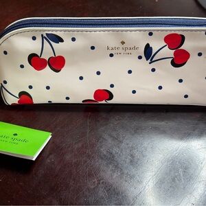 kate spade Cherry Print Cosmetic Pouch - White, Red & Navy